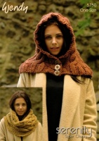 Knitting Pattern - Wendy 5750 - Serenity Super Chunky - Hooded Snood & Over Sized Cowl